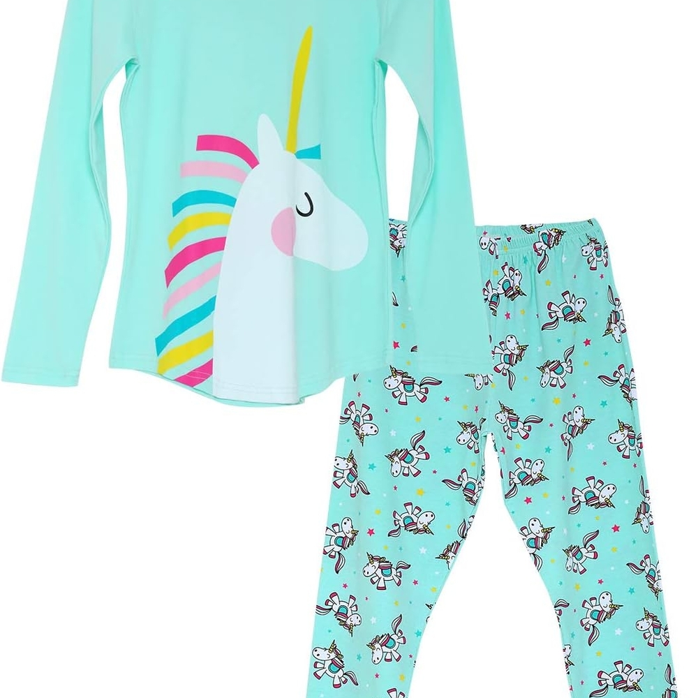 Unicorn Pajama Set in Aqua
